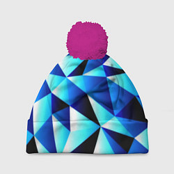 Шапка с помпоном Полигоны треугольники, цвет: 3D-малиновый