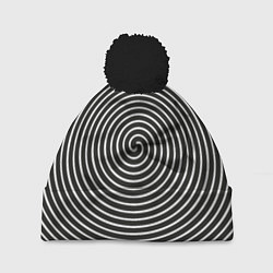 Шапка с помпоном Оптическая иллюзия спираль, цвет: 3D-черный