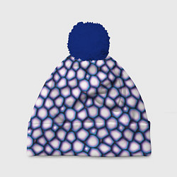 Шапка с помпоном Текстура неоновых камней, цвет: 3D-тёмно-синий