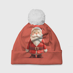 Шапка с помпоном Пластилиновый Дед Мороз, цвет: 3D-белый