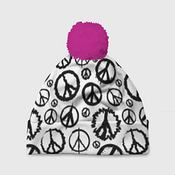 Шапка с помпоном Many peace logo, цвет: 3D-малиновый