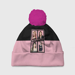 Шапка с помпоном Черно-розовые K-pop группа, цвет: 3D-малиновый