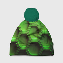 Шапка с помпоном Объемные зеленые соты, цвет: 3D-зеленый