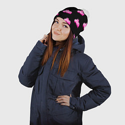 Шапка с помпоном Логотип Кен - патерн, цвет: 3D-белый — фото 2