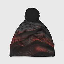 Шапка с помпоном Black red texture, цвет: 3D-черный