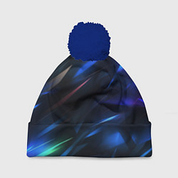 Шапка с помпоном Blue abstract background, цвет: 3D-тёмно-синий