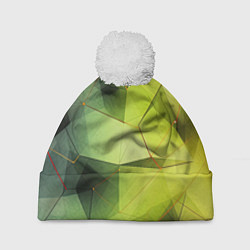 Шапка с помпоном Зеленая текстура объемная, цвет: 3D-белый