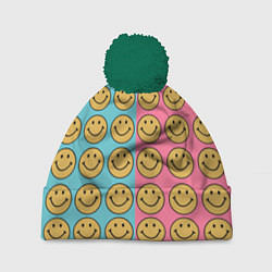 Шапка с помпоном Smiley, цвет: 3D-зеленый