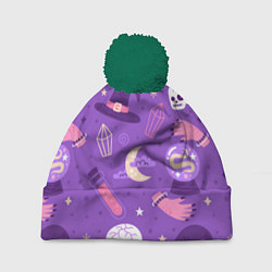 Шапка с помпоном Ведьмин узор, цвет: 3D-зеленый