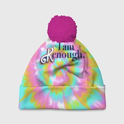 Шапка с помпоном I am Kenough - retro tie-dye, цвет: 3D-малиновый