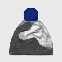 Шапка с помпоном Волны монохрома, цвет: 3D-тёмно-синий