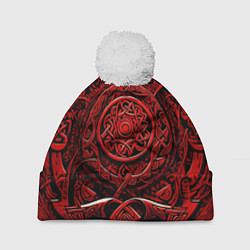 Шапка с помпоном Скандинавский орнамент викингов, цвет: 3D-белый