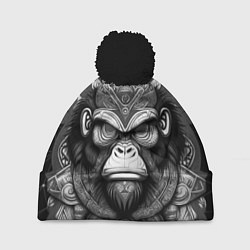 Шапка с помпоном Кинг Конг король обезьян на фоне созвездия, цвет: 3D-черный
