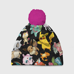 Шапка с помпоном Пикачу и другие покемоны, цвет: 3D-малиновый