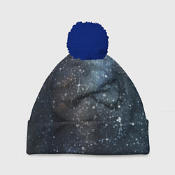Шапка с помпоном Темное космическое звездное небо, цвет: 3D-тёмно-синий