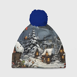 Шапка с помпоном Волшебство новогодней ночи, цвет: 3D-тёмно-синий