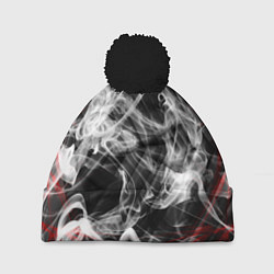 Шапка с помпоном Серый дым узоры, цвет: 3D-черный