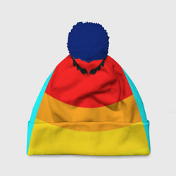 Шапка с помпоном Цветные фигуры, цвет: 3D-тёмно-синий