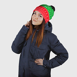 Шапка с помпоном Ужасный новогодний свитер, цвет: 3D-черный — фото 2