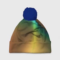 Шапка с помпоном Радужный градиент с накидкой, цвет: 3D-тёмно-синий