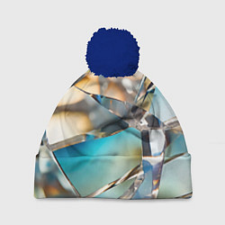 Шапка с помпоном Грани стеклянного камня, цвет: 3D-тёмно-синий