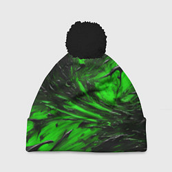 Шапка с помпоном Чёрная и зелёная субстанция, цвет: 3D-черный