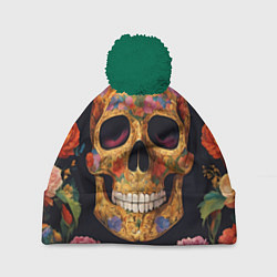 Шапка с помпоном Bright colors and skull, цвет: 3D-зеленый