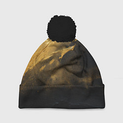 Шапка с помпоном Золотое напыление на черном, цвет: 3D-черный