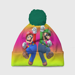 Шапка с помпоном Братья Марио, цвет: 3D-зеленый
