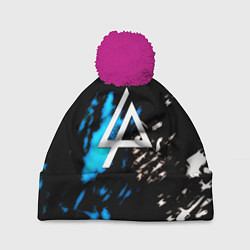 Шапка с помпоном Linkin park холодные краски, цвет: 3D-малиновый