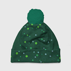 Шапка с помпоном Прикольный горошек зелёный, цвет: 3D-зеленый