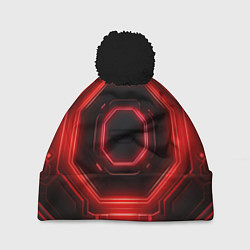 Шапка c помпоном Nvidia style black and red neon