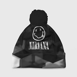 Шапка c помпоном Nirvana текстура рок