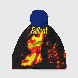 Шапка с помпоном Fallout огнненое лого, цвет: 3D-тёмно-синий