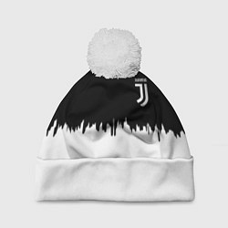 Шапка с помпоном Juventus белый огонь текстура, цвет: 3D-белый