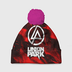 Шапка с помпоном Linkin park красный огонь, цвет: 3D-малиновый