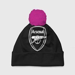 Шапка с помпоном Arsenal fc белое лого, цвет: 3D-малиновый
