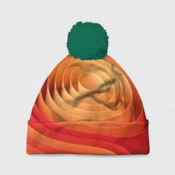Шапка с помпоном Оранжевые объемные круги, цвет: 3D-зеленый