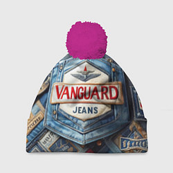 Шапка с помпоном Vanguard denim patchwork - ai art, цвет: 3D-малиновый