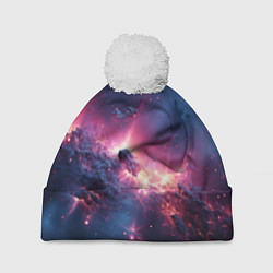Шапка с помпоном Взрыв в космосе, цвет: 3D-белый