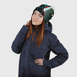 Шапка с помпоном Киберпанк портрет терминатора, цвет: 3D-белый — фото 2