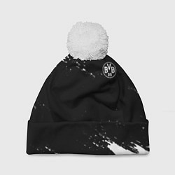 Шапка с помпоном Borussia краски чёрно белый, цвет: 3D-белый