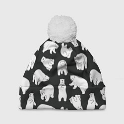 Шапка с помпоном Узор белые медведи, цвет: 3D-белый