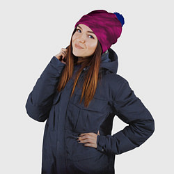 Шапка с помпоном Мех в цвете маджента, цвет: 3D-тёмно-синий — фото 2