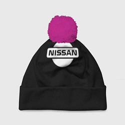 Шапка c помпоном Nissan logo white