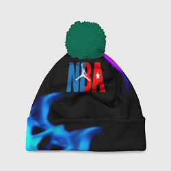 Шапка c помпоном NBA neon flame