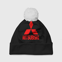 Шапка c помпоном Mitsubishi red logo