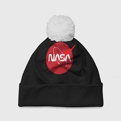 Шапка c помпоном Nasa logo red