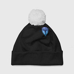 Шапка с помпоном Tesla logo neon, цвет: 3D-белый