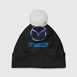 Шапка с помпоном Mazda neon logo, цвет: 3D-белый